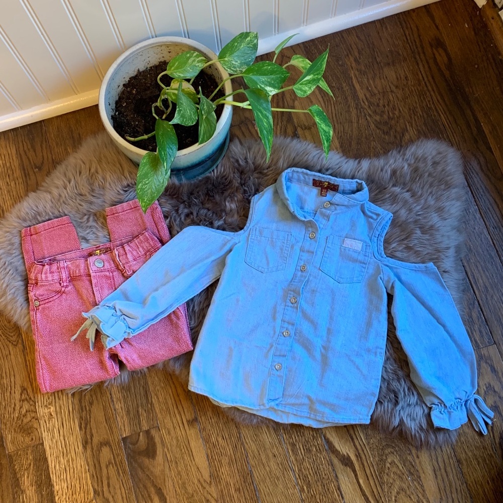 7 For All Mankind Chambray & Polka Dot Outfit 3T